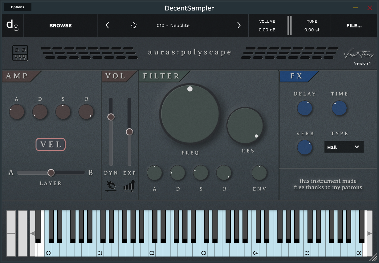 Auras Polyscape Venus Theory Decent Sampler GUI